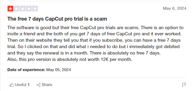 CapCut Reviews on Trustpilot