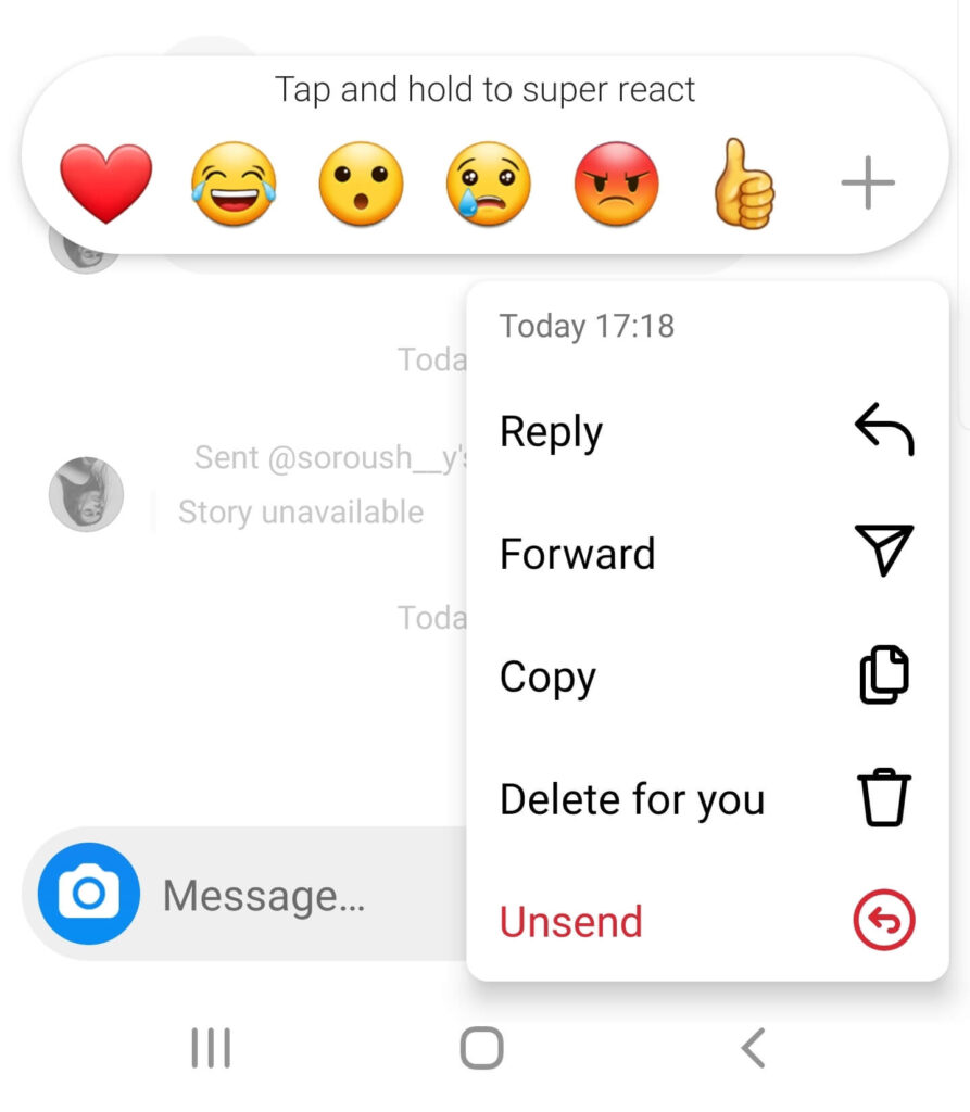 Multiple options for messages on Instagram's DMs