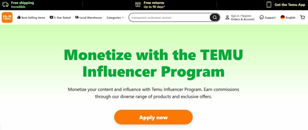 temu influencer program